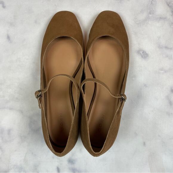 DOEN Tabac Brown Suede Mary Jane Low Heel Ballet Strap Pumps Sz 37.5 NWOB - Picture 5 of 11
